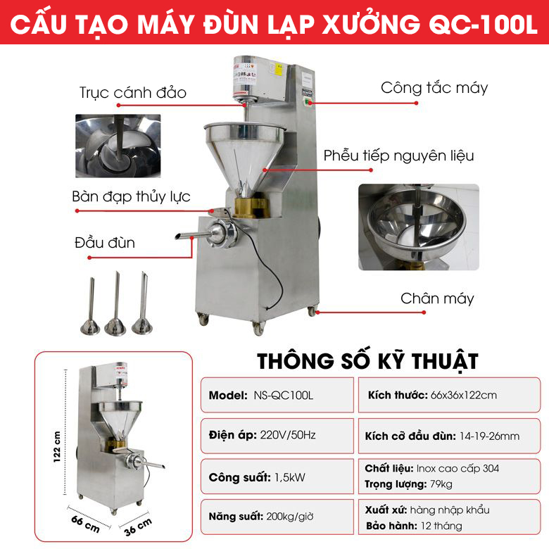Cấu tạo máy đùn lạp xưởng liên hoàn QC-100L Cấu tạo máy đùn lạp xưởng liên hoàn QC-100L