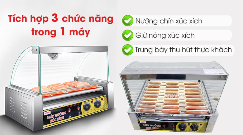 Máy nướng xúc xích 10 thanh Máy nướng xúc xích 10 thanh là thiết bị đa năng