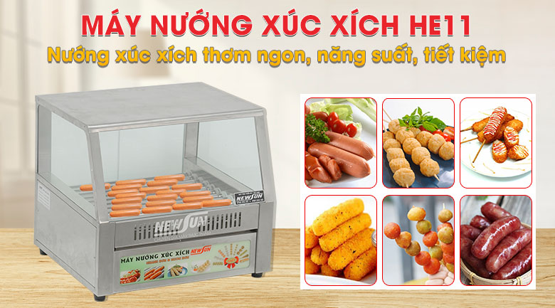 Máy nướng xúc xích 11 thanh HE11 Hình ảnh máy nướng xúc xích 11 thanh HE11