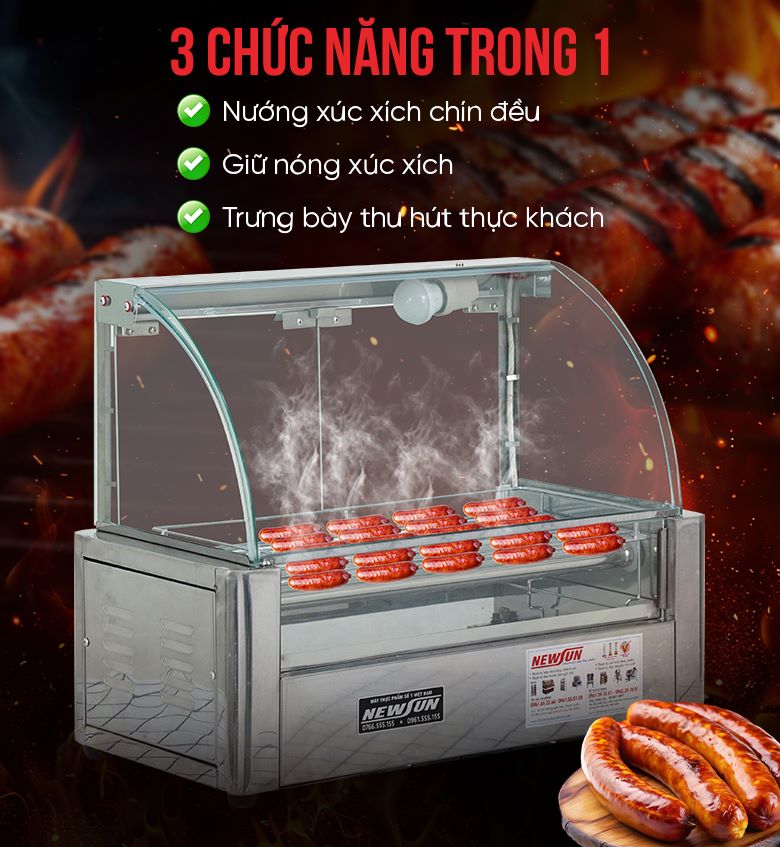 Bếp nướng xúc xích 5 thanh CY5 Bếp tích hợp 3 chức năng trong 1