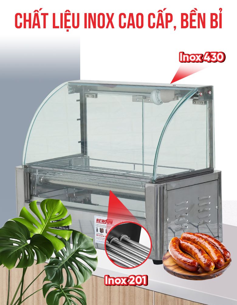 Bếp nướng xúc xích 5 thanh CY5 Chất liệu inox cao cấp