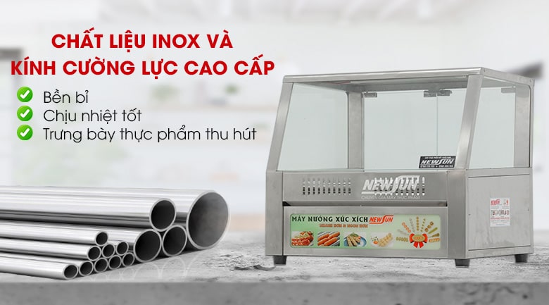 Máy nướng xúc xích 11 thanh HE11 Máy được chế tạo bằng chất liệu inox cao cấp