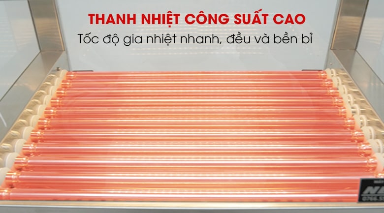 Máy nướng xúc xích 11 thanh HE11 Thanh lăn nhiệt có công suất tổng lên tới 1650W