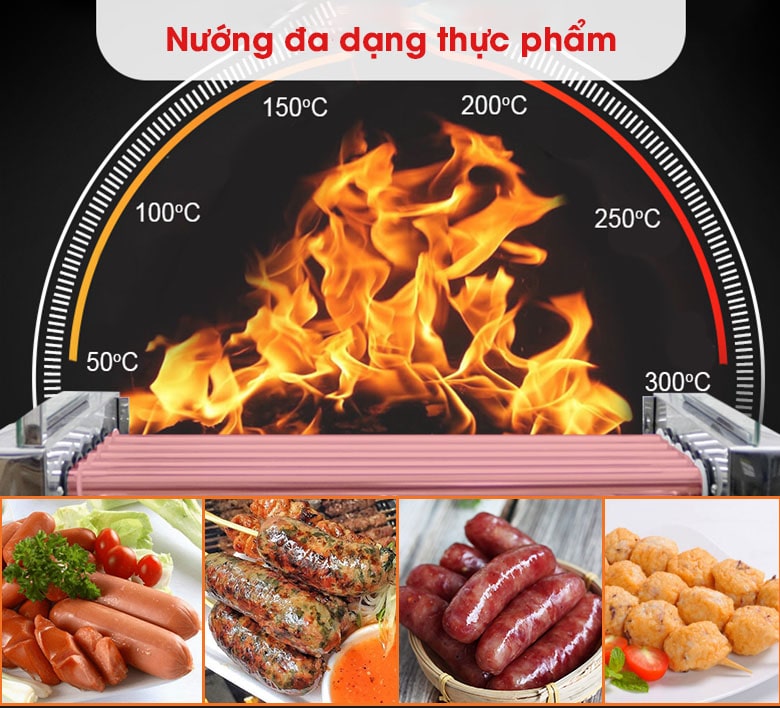 Lò nướng xúc xích 5 thanh HE5 Nướng đa dạng các loại thực phẩm
