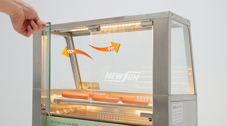 Lò nướng xúc xích 5 thanh HE5 Cửa kính 2 cánh mở tối đa 90 độ