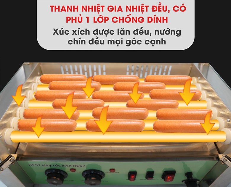 Lò nướng xúc xích 7 thanh HE7 Nướng không cần dầu mỡ