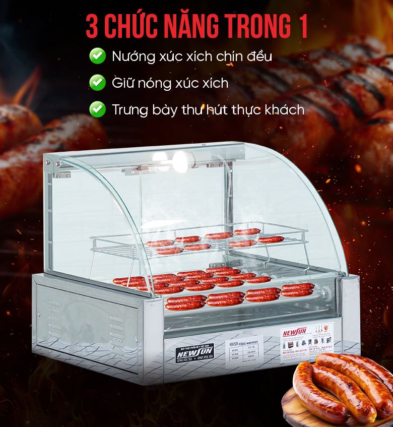 Lò nướng xúc xích 10 thanh CY10 3 chức năng chính của lò nướng xúc xích 10 thanh CY10