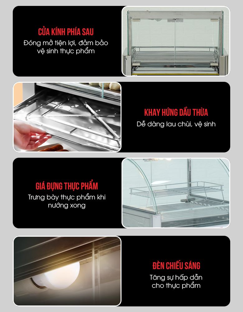 Lò nướng xúc xích 10 thanh CY10 Các chi tiết nổi bật khác của lò nướng xúc xích 10 thanh CY10