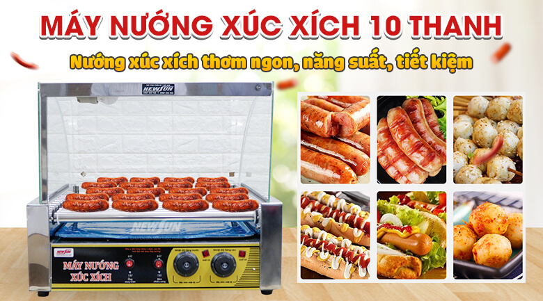 Máy nướng xúc xích 10 thanh Máy nướng xúc xích 10 thanh nướng xúc xích thơm ngon, hấp dẫn
