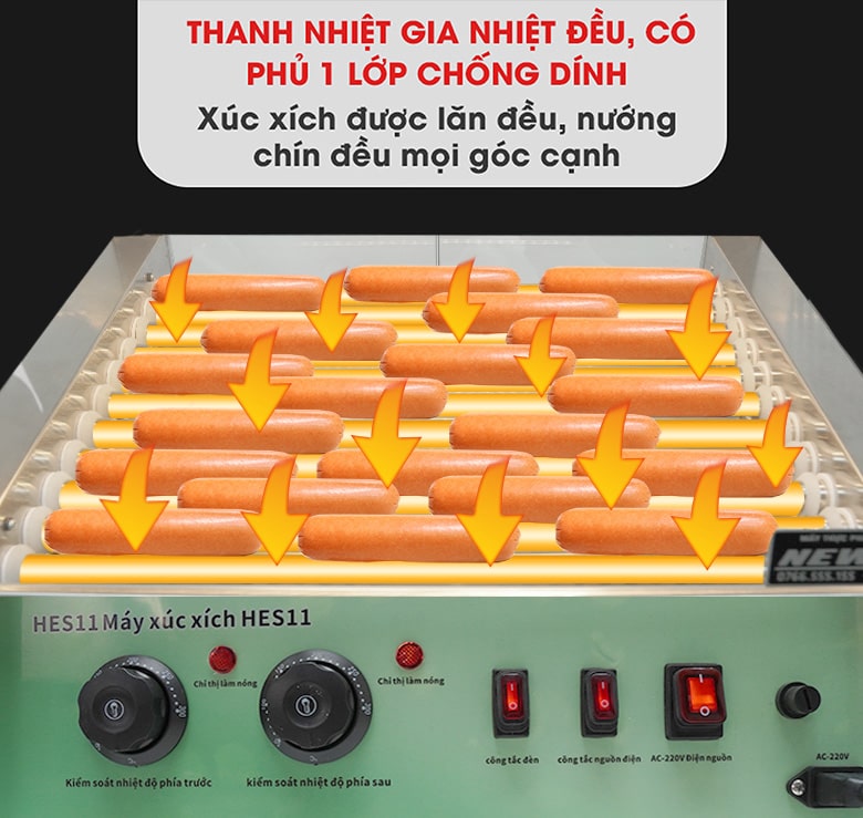 Máy nướng xúc xích 11 thanh HE11 may nuong xuc xich 11 thanh he11 bdk