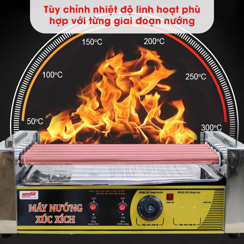 Máy nướng xúc xích 5 thanh Điều chỉnh nhiệt độ dễ dàng