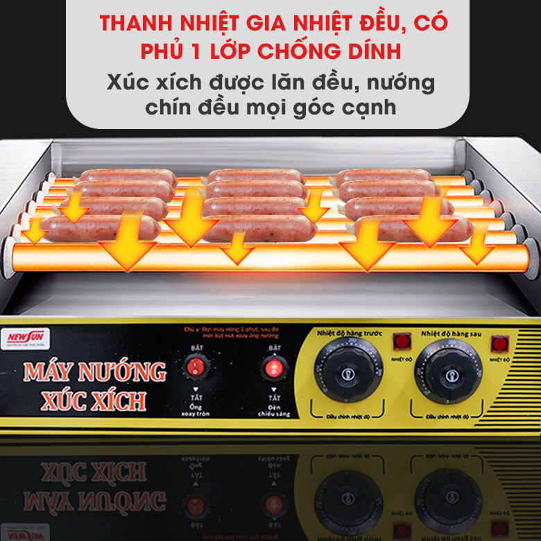 Máy nướng xúc xích 7 thanh Thanh nhiệt gia nhiệt đều