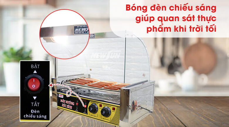 Máy nướng xúc xích 7 thanh Bóng đèn chiếu sáng
