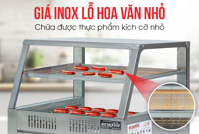 Máy nướng xúc xích 9 thanh CY9 Giá đỡ của máy làm xúc xích 9 thanh CY9 được thiết kế tinh tế