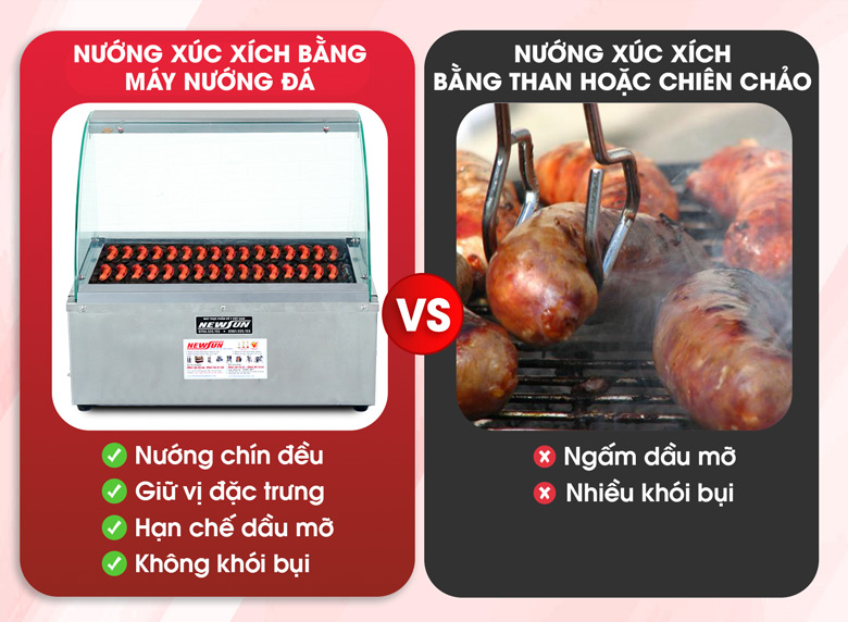 Máy nướng xúc xích CY350 Nướng xúc xích bằng đá mang đến nhiều lợi ích vượt trội