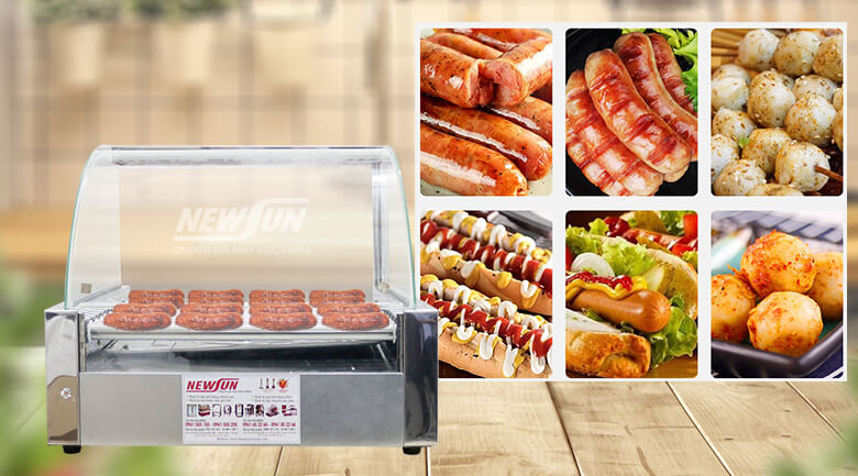 Máy nướng xúc xích 10 thanh Có thể sử dụng máy để nướng khá nhiều loại thực phẩm