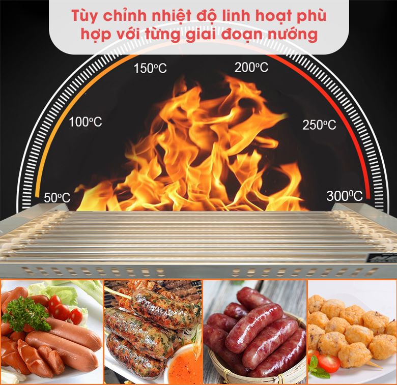 Tủ nướng xúc xích 7 thanh kính cong Tùy chỉnh nhiệt độ linh hoạt