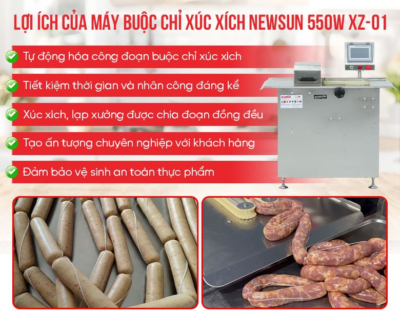 Thiết bị là giải pháp hữu hiệu cho việc buộc chỉ xúc xích số lượng lớn