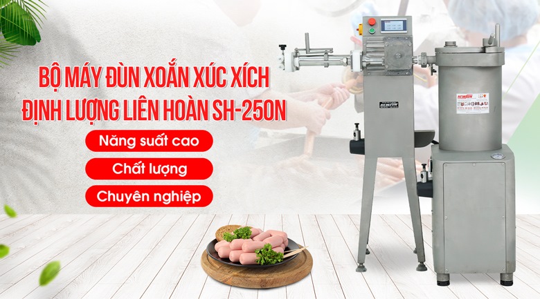Máy đùn xúc xích định lượng SH-250N (2 máy liên hoàn) Máy đùn xúc xích định lượng SH-250N (2 máy liên hoàn)